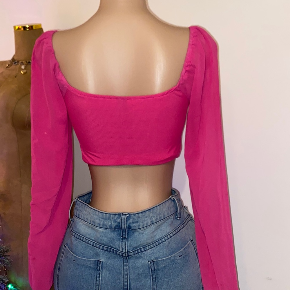 Elegant Pink Ruched Women's Top - Picture 2 of 2
